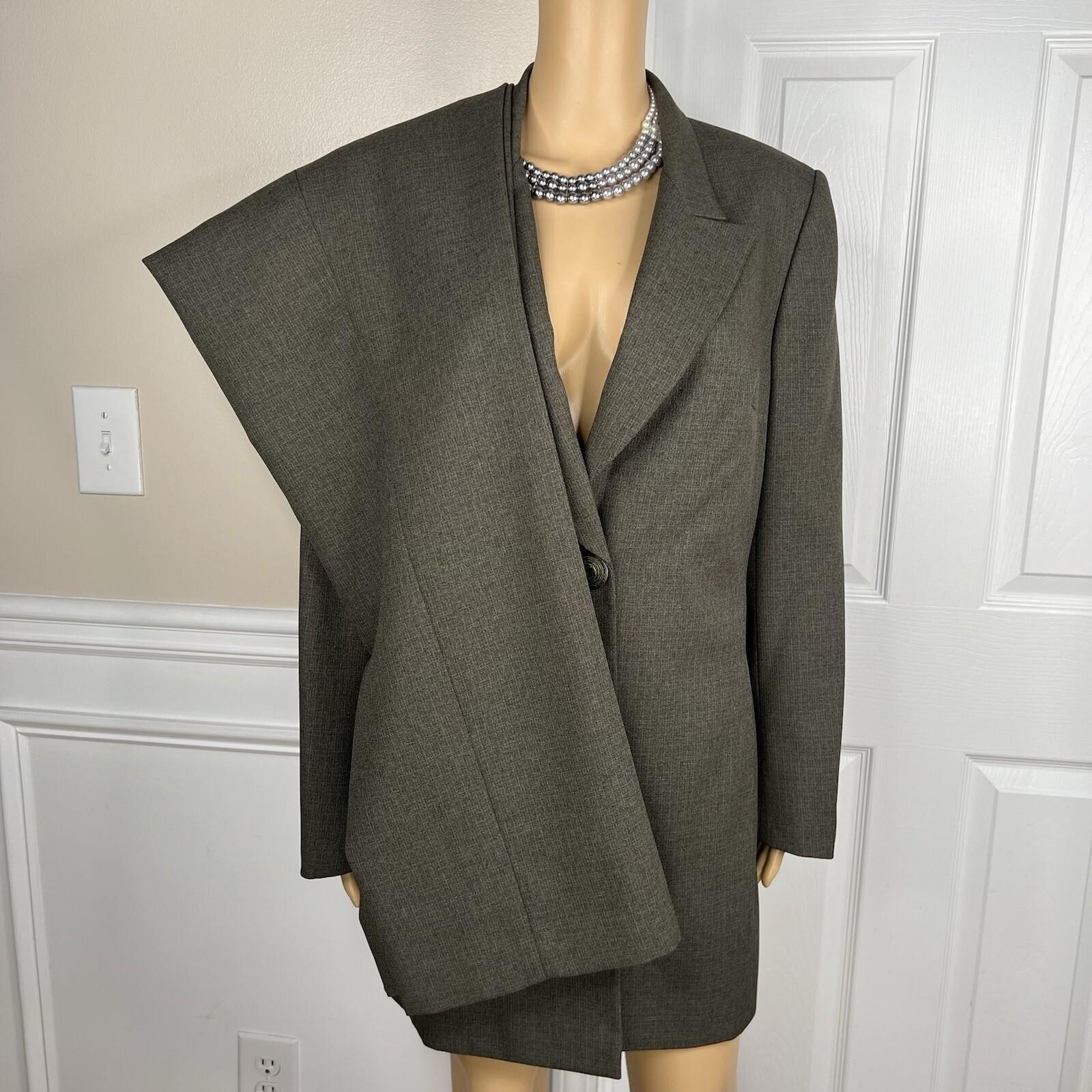 John Meyer Polyester Pant Suit 14 Dark Green Lined Peak Collar Career 2PC