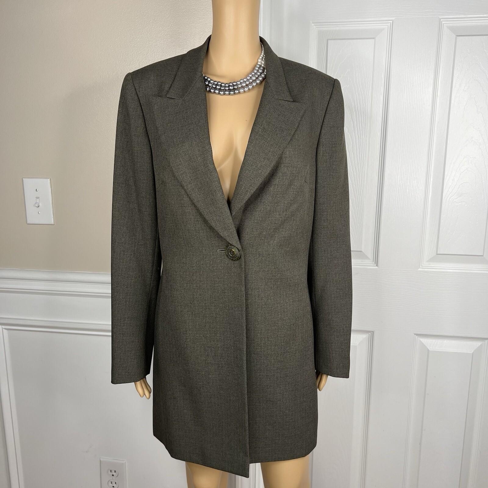John Meyer Polyester Pant Suit 14 Dark Green Lined Peak Collar Career 2PC