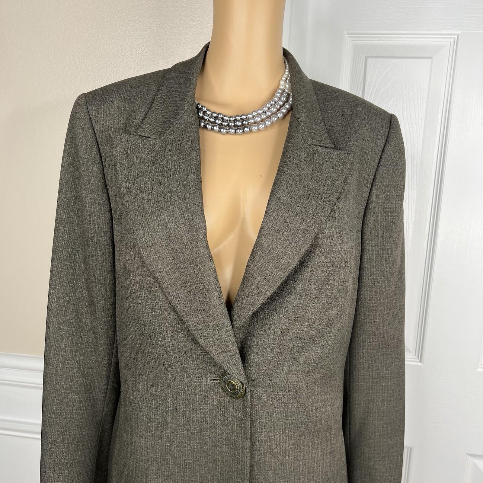 John Meyer Polyester Pant Suit 14 Dark Green Lined Peak Collar Career 2PC