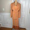 GMI Polyester Skirt Suit Pant 14 Faded Tangerine Ruffle Shawl Collar 3PC New