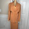 GMI Polyester Skirt Suit Pant 14 Faded Tangerine Ruffle Shawl Collar 3PC New