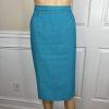 Le Suit Women Polyester Skirt Suit Size 14 Teal Short Sleeve Lined Career 2PC