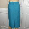 Le Suit Women Polyester Skirt Suit Size 14 Teal Short Sleeve Lined Career 2PC