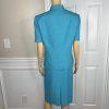 Le Suit Women Polyester Skirt Suit Size 14 Teal Short Sleeve Lined Career 2PC