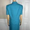 Le Suit Women Polyester Skirt Suit Size 14 Teal Short Sleeve Lined Career 2PC