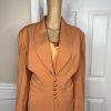 GMI Polyester Skirt Suit Pant 14 Faded Tangerine Ruffle Shawl Collar 3PC New