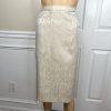 KASPER Polyester Skirt Suit Size 20W Stand Up Collar Beige Silver Cocktail 2PC