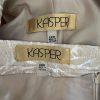KASPER Polyester Skirt Suit Size 20W Stand Up Collar Beige Silver Cocktail 2PC