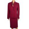 Kasper Polyester Skirt Suit Size 8 Wine Stand Up Collard Lined Cocktail 2PC