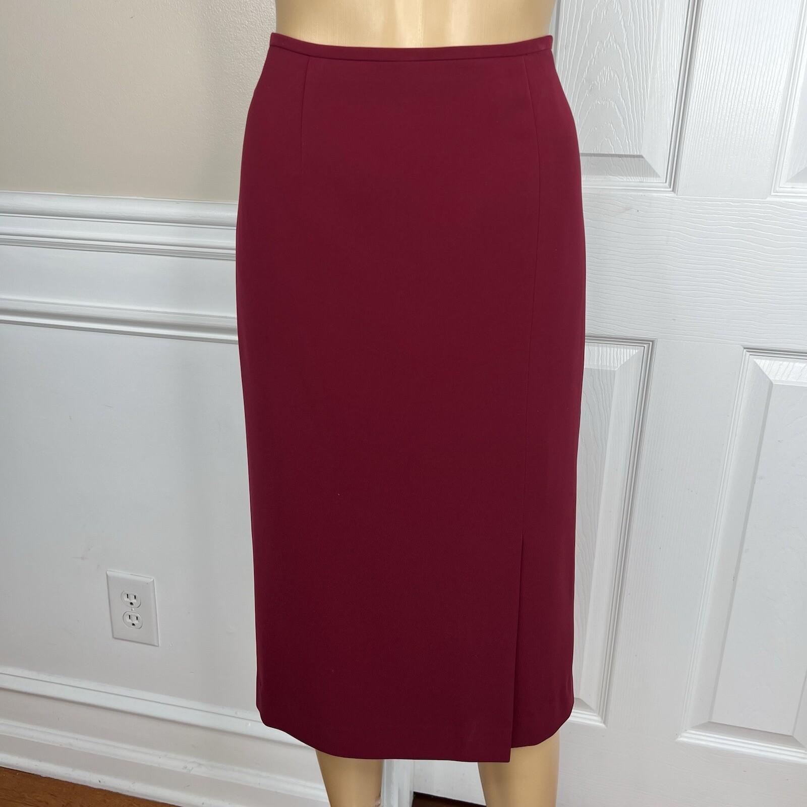 Kasper Polyester Skirt Suit Size 8 Wine Stand Up Collard Lined Cocktail 2PC