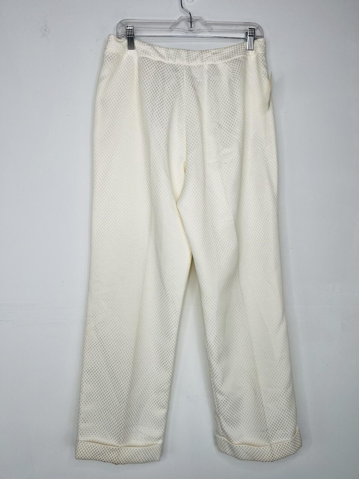 LARRY LEVINE Polyester Pant Suit Size 12 Off white Lined Career Business 2PC