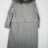 Roaman's Women Tweed Coat Size 28W Light Gray Faux Fur Collar Warm Cozy Maxi
