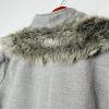 Roaman's Women Tweed Coat Size 28W Light Gray Faux Fur Collar Warm Cozy Maxi