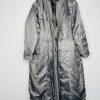 Roaman's Women Tweed Coat Size 28W Light Gray Faux Fur Collar Warm Cozy Maxi