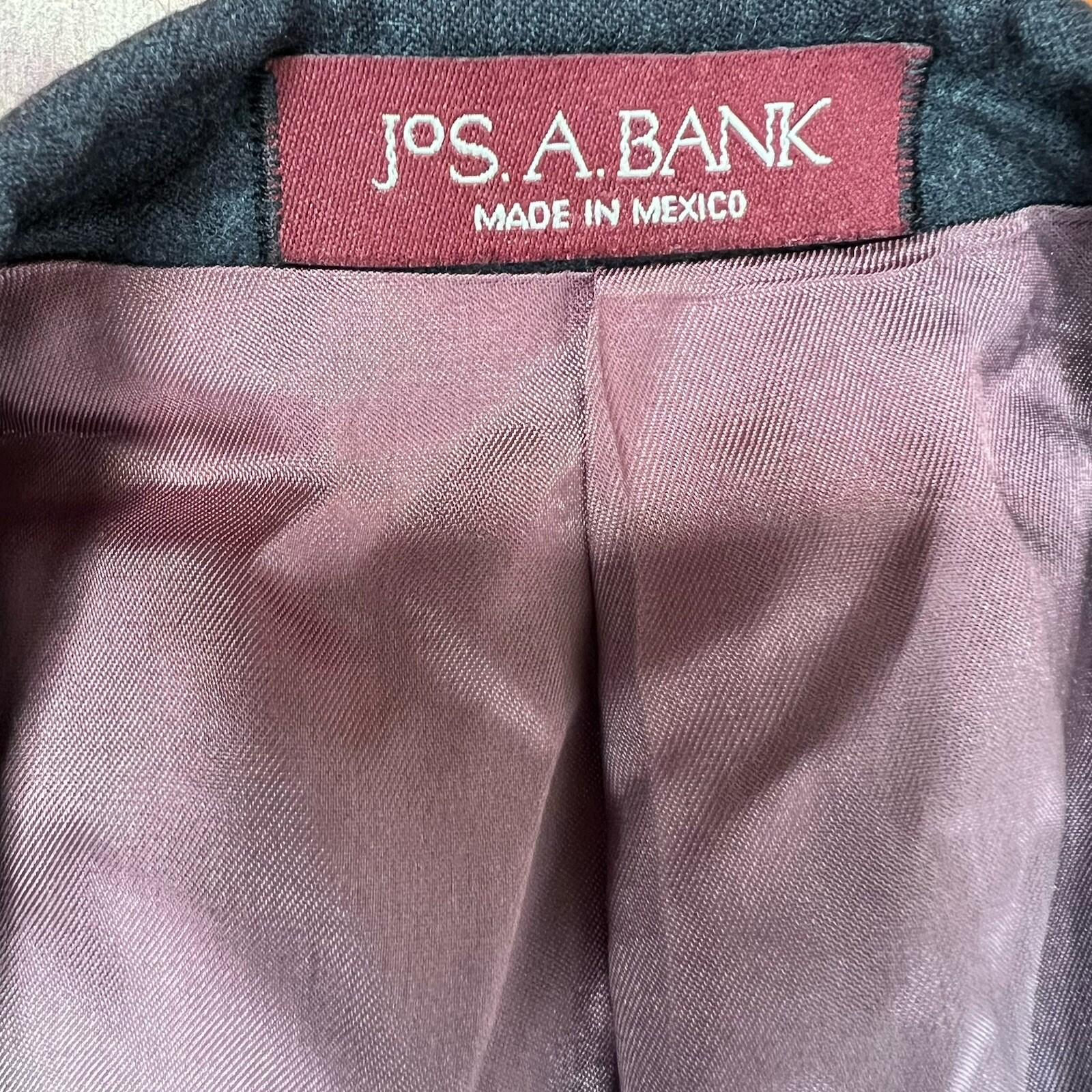 JoS A Bank Cashmere Blend Suit 39R Pants 32x31.5 Charcoal Gray Notch Collar 2PC