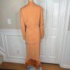 GMI Polyester Skirt Suit Pant 14 Faded Tangerine Ruffle Shawl Collar 3PC New