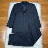 Calvin Klein Wool Suit 42R Pants 35x30 Black Striped Slim Fit Notch Collar 2PC