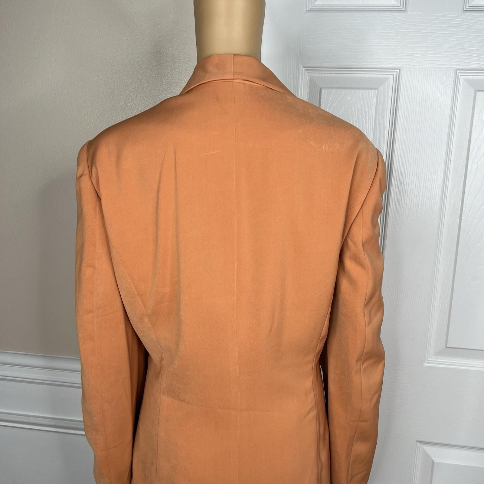 GMI Polyester Skirt Suit Pant 14 Faded Tangerine Ruffle Shawl Collar 3PC New