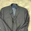 Calvin Klein Wool Suit 42R Pants 35x30 Black Striped Slim Fit Notch Collar 2PC