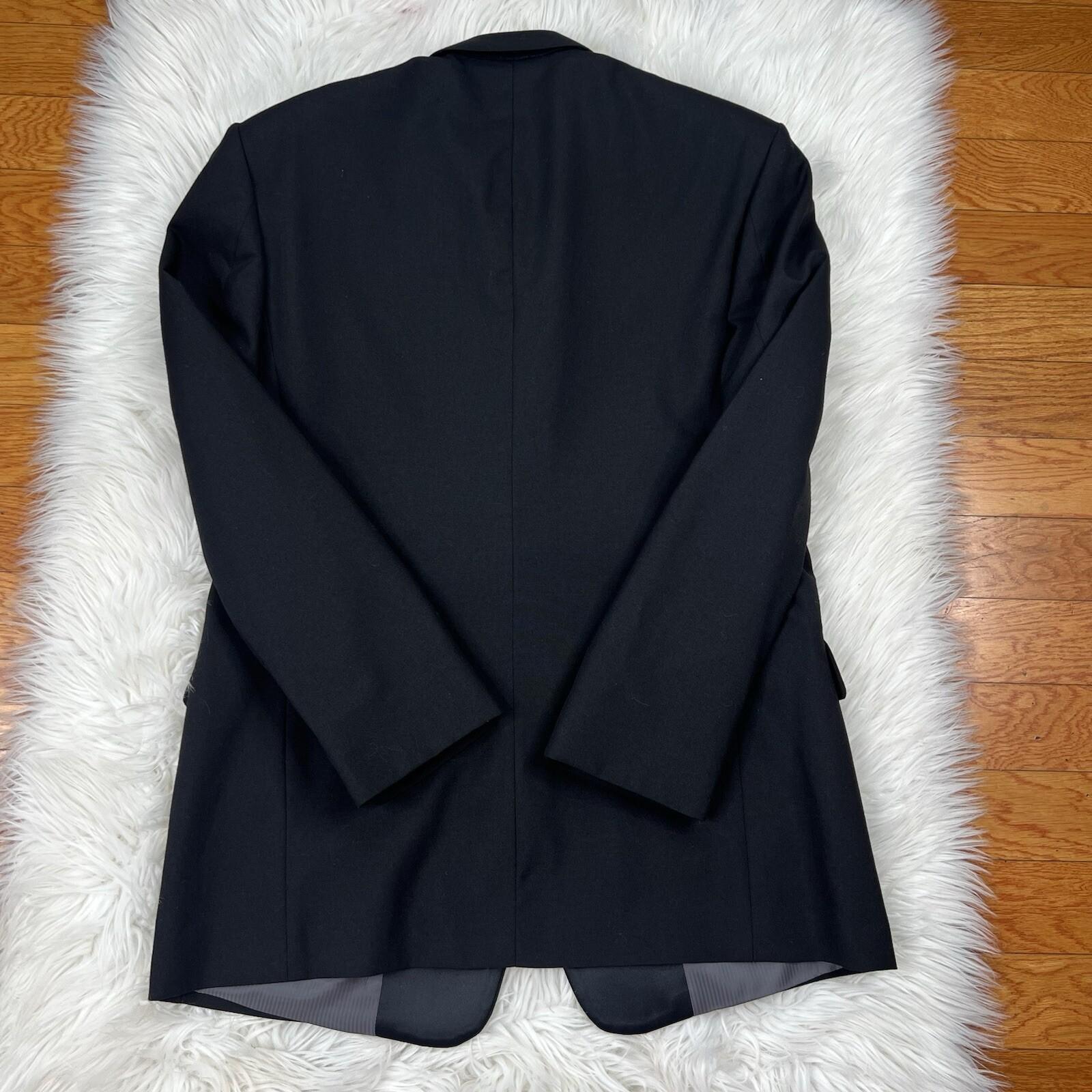Oleg Cassini VTG Wool Tuxedo Blazer Size 44L Black Single Breasted Satin Lapel