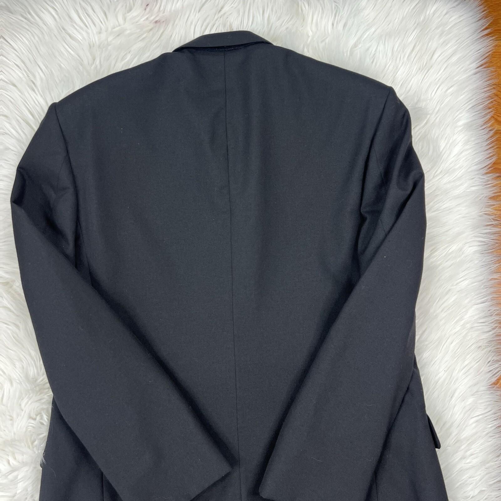 Oleg Cassini VTG Wool Tuxedo Blazer Size 44L Black Single Breasted Satin Lapel