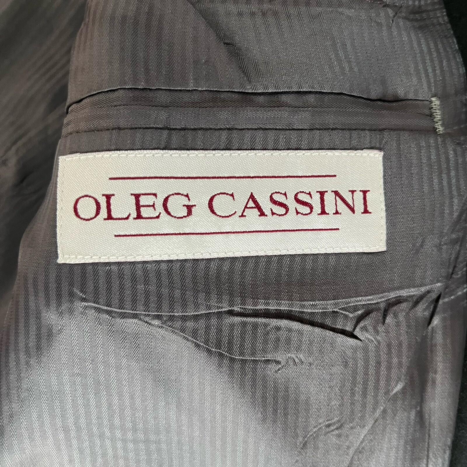 Oleg Cassini VTG Wool Tuxedo Blazer Size 44L Black Single Breasted Satin Lapel