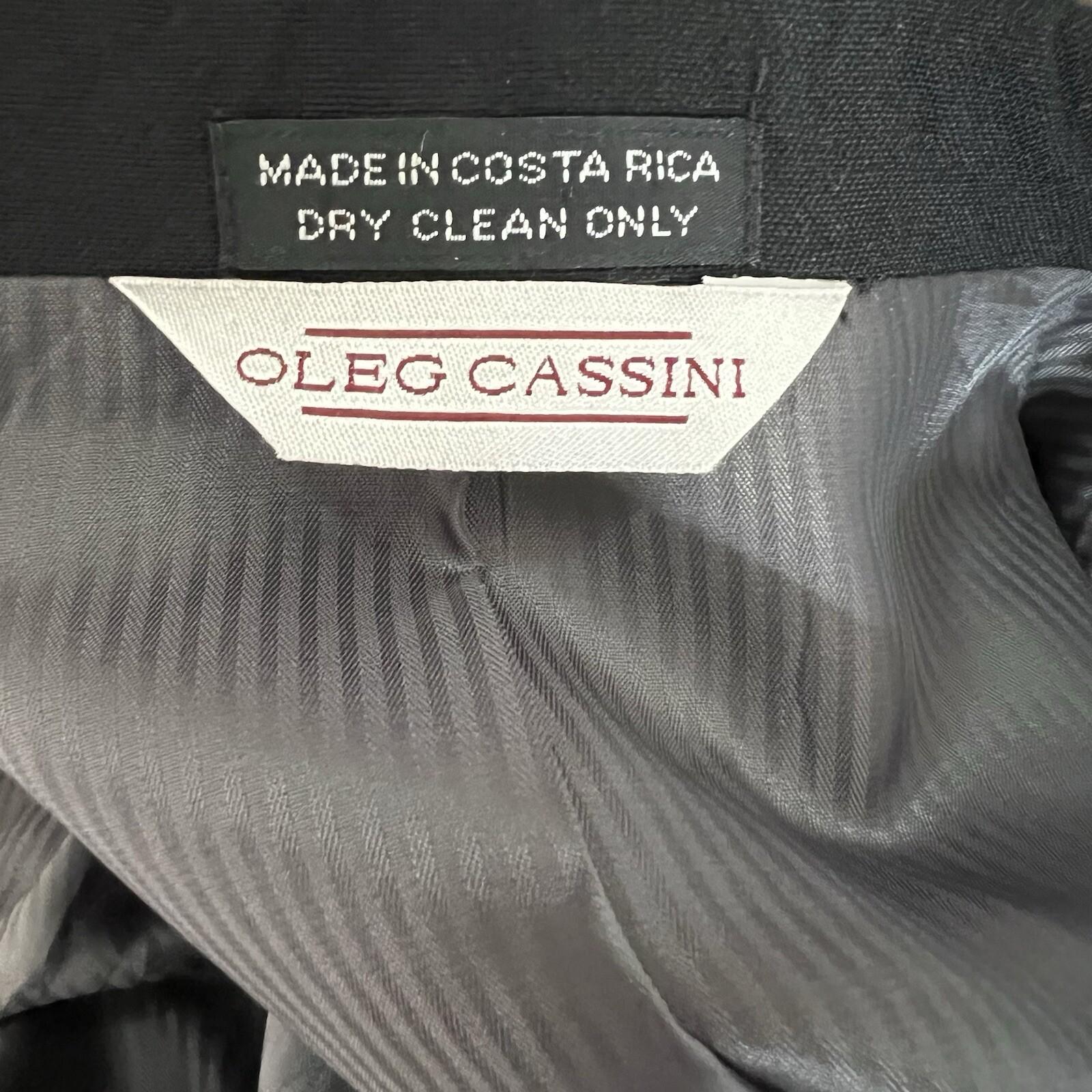 Oleg Cassini VTG Wool Tuxedo Blazer Size 44L Black Single Breasted Satin Lapel