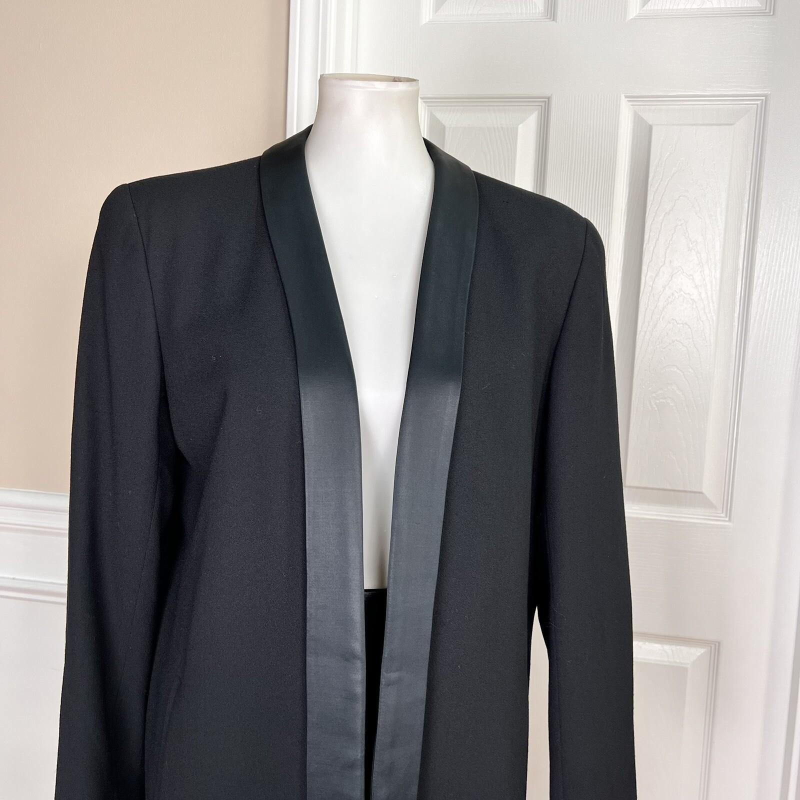EVAN PICONE Vintage Wool Skirt 6 Suit 8 Black Tuxedo Open Front Lined 2PC