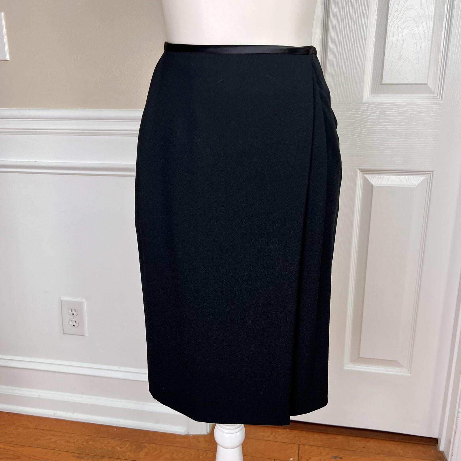 EVAN PICONE Vintage Wool Skirt 6 Suit 8 Black Tuxedo Open Front Lined 2PC