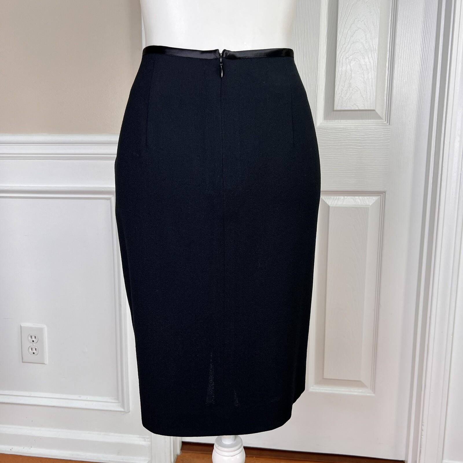 EVAN PICONE Vintage Wool Skirt 6 Suit 8 Black Tuxedo Open Front Lined 2PC
