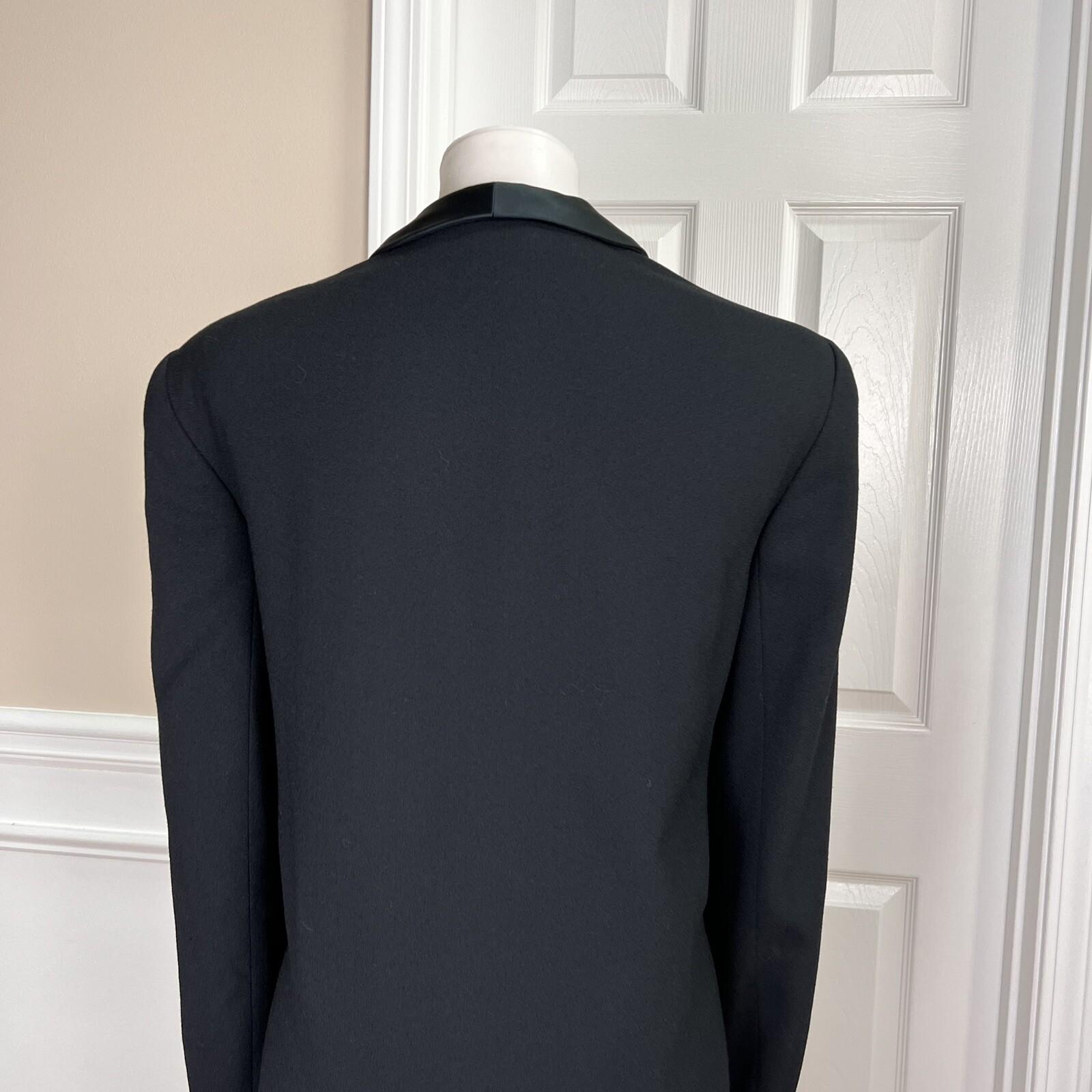 EVAN PICONE Vintage Wool Skirt 6 Suit 8 Black Tuxedo Open Front Lined 2PC