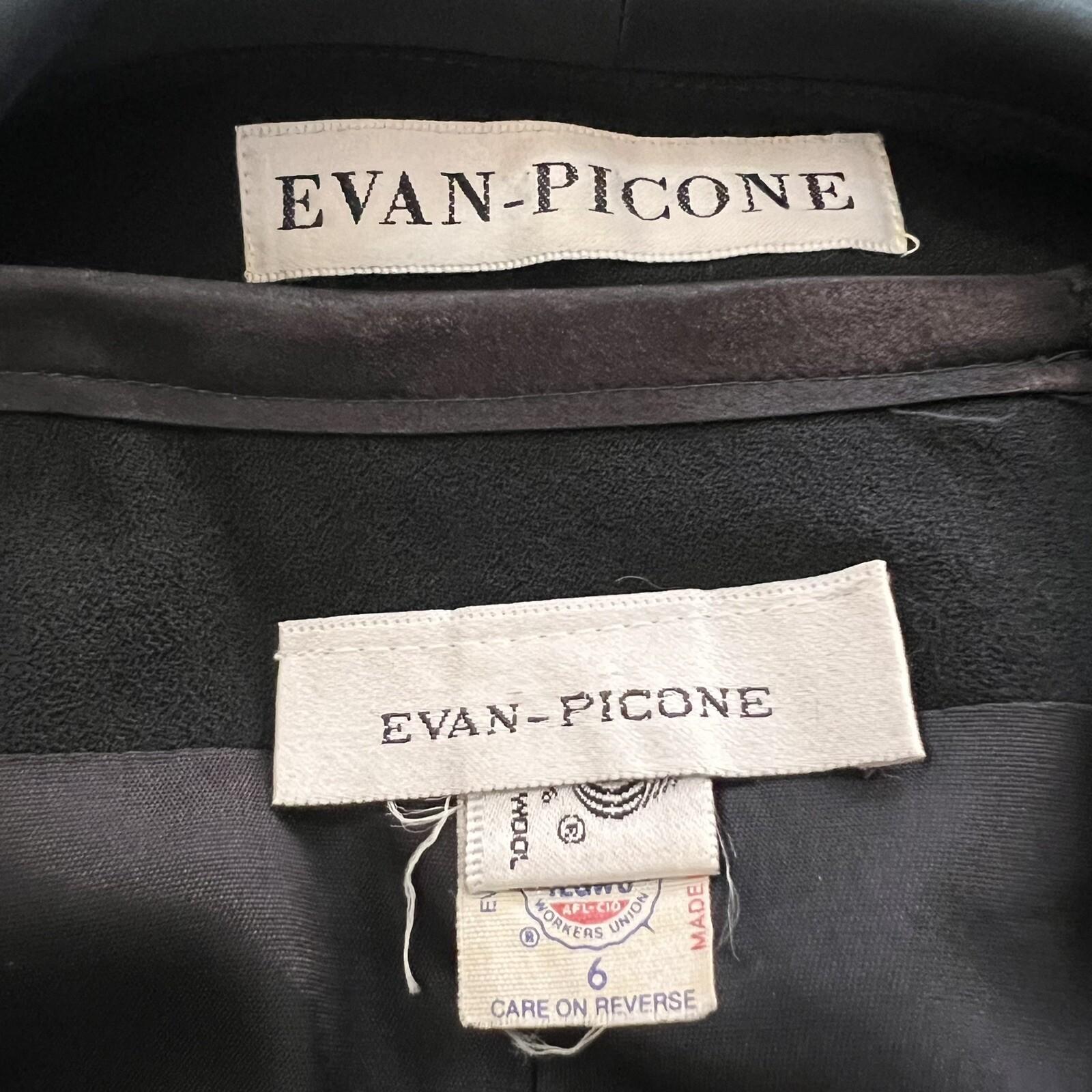 EVAN PICONE Vintage Wool Skirt 6 Suit 8 Black Tuxedo Open Front Lined 2PC
