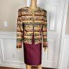 Lily &Taylor Polyester Metallic Skirt Suit Size 12 Multicolor Beaded Lined 2PC