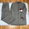 Mantoni Virgin Wool Suit 40R Pants 40x34 Super 140 Army Green Striped Men New