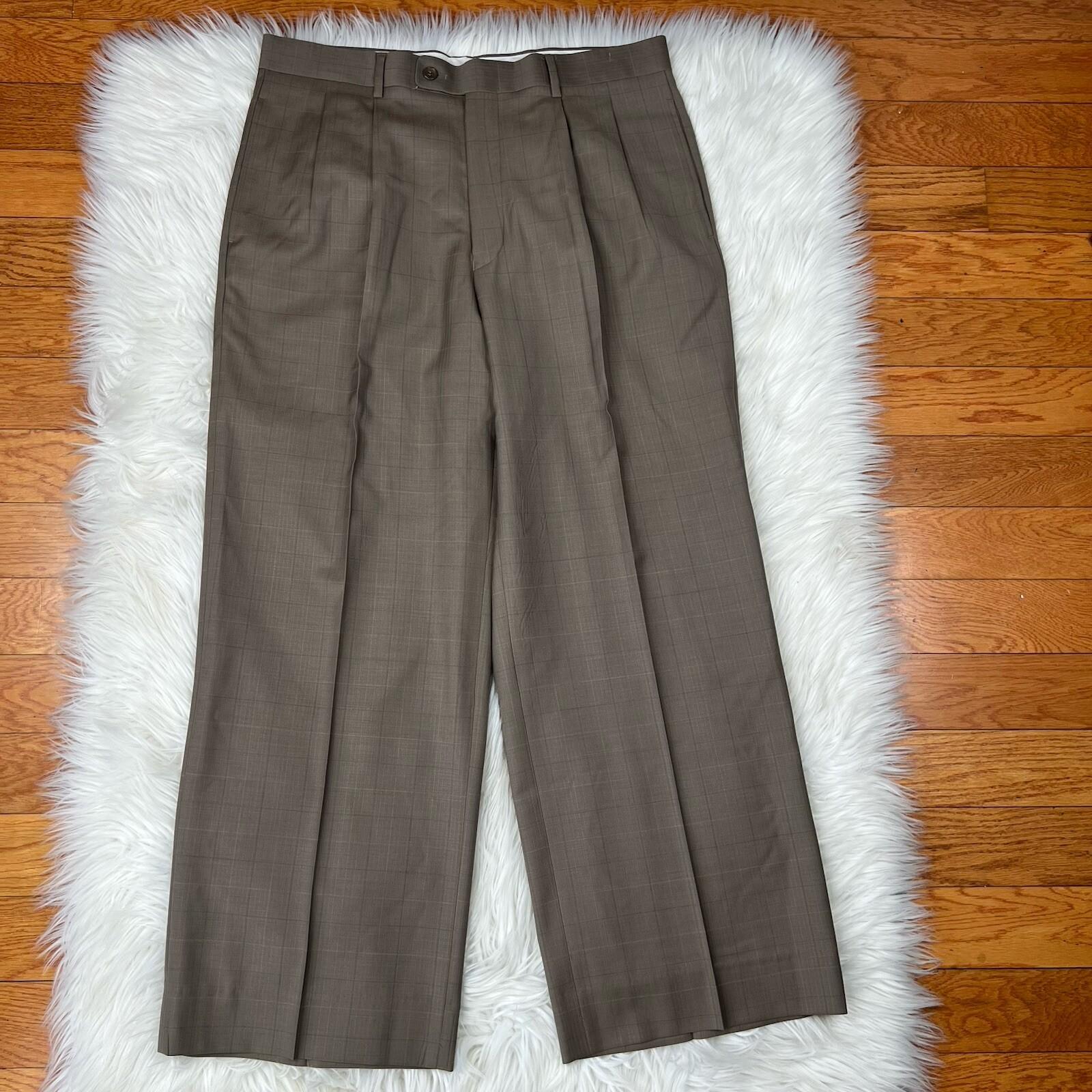 Mantoni Virgin Wool Suit 40R Pants 40x34 Super 140 Army Green Striped Men New