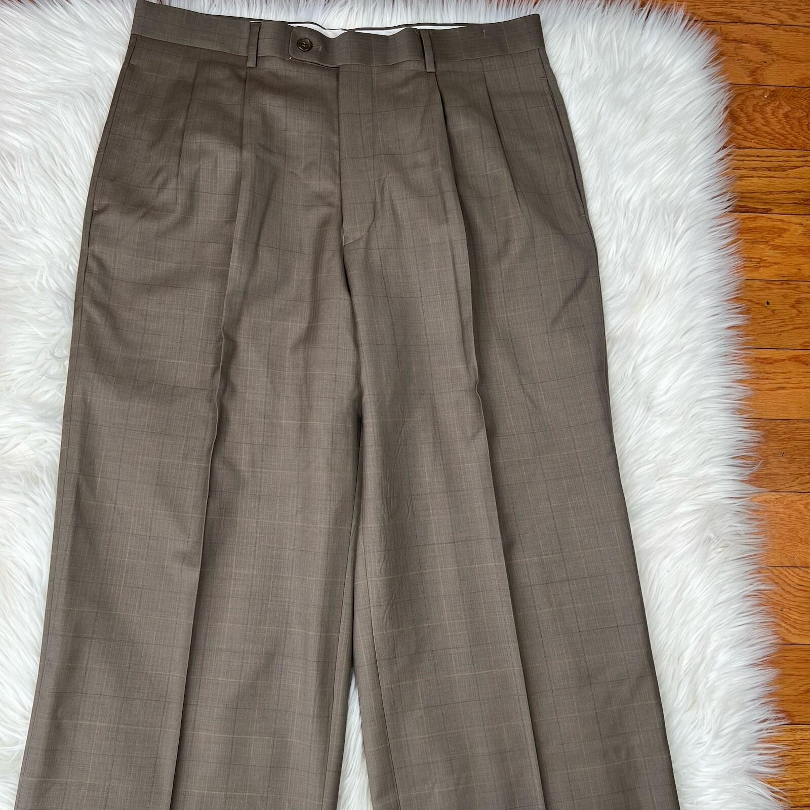 Mantoni Virgin Wool Suit 40R Pants 40x34 Super 140 Army Green Striped Men New