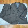 Fubu The Collection Suit 46R Pants 41Rx30 Brown Striped Double Vented Lined New