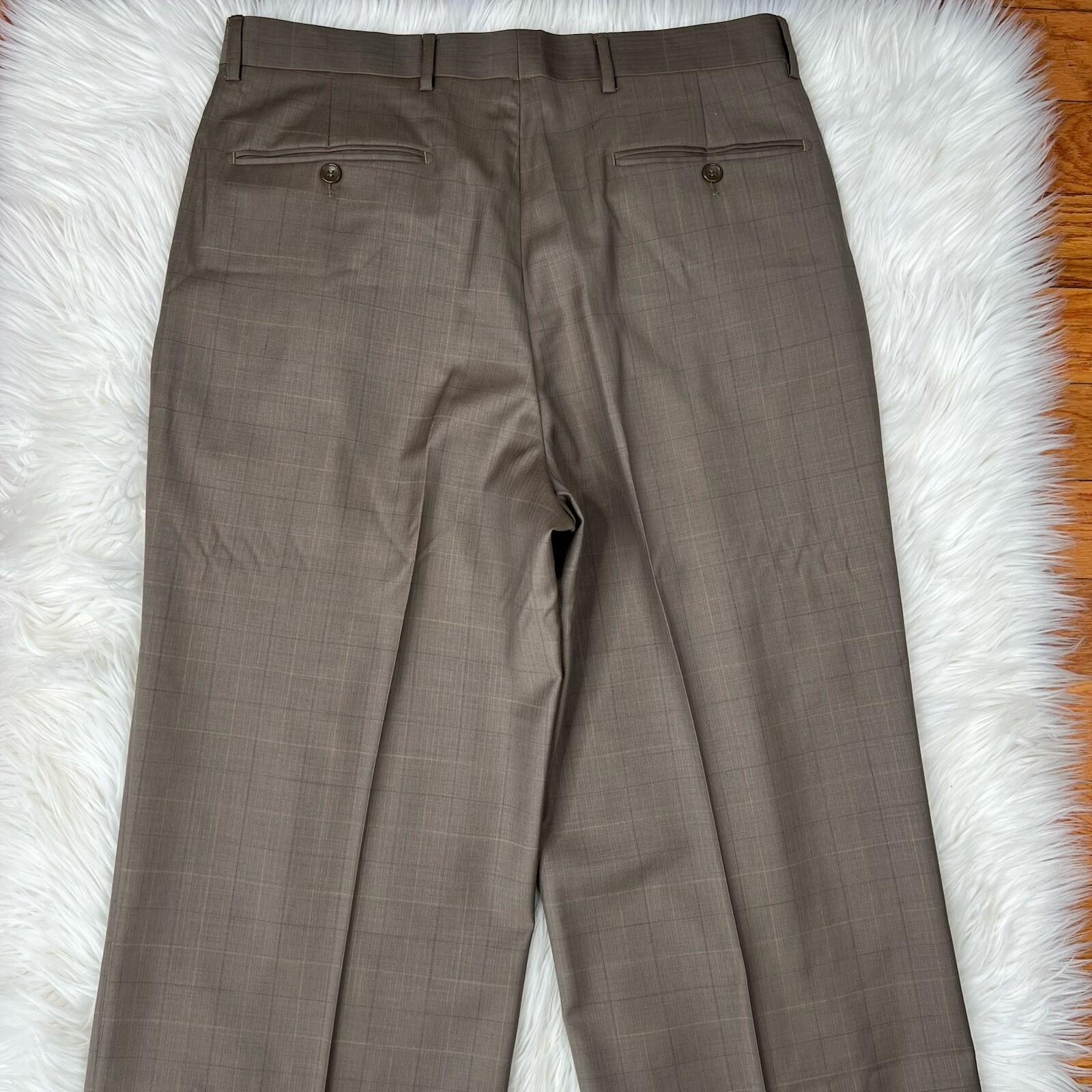Mantoni Virgin Wool Suit 40R Pants 40x34 Super 140 Army Green Striped Men New