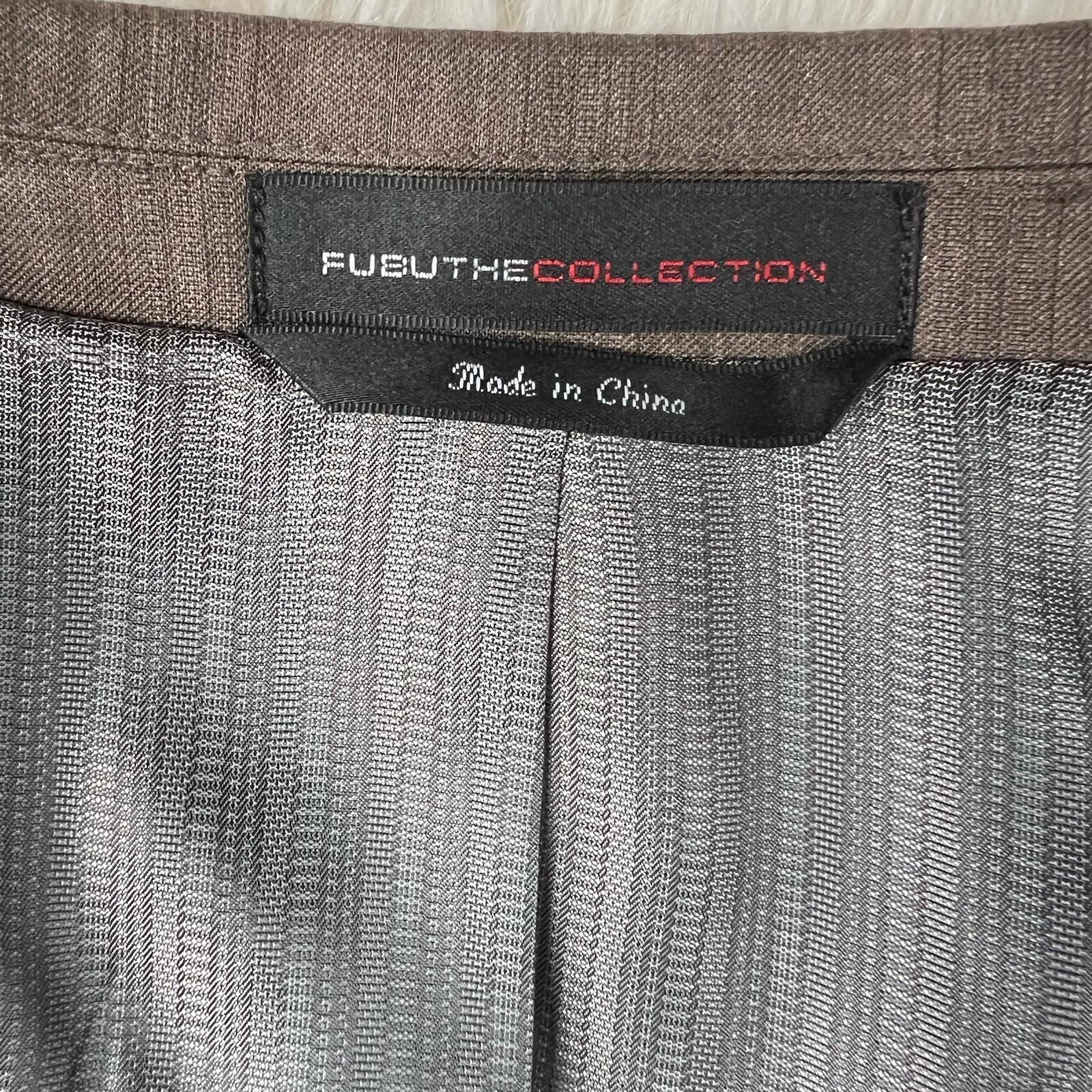 Fubu The Collection Suit 46R Pants 41Rx30 Brown Striped Double Vented Lined New