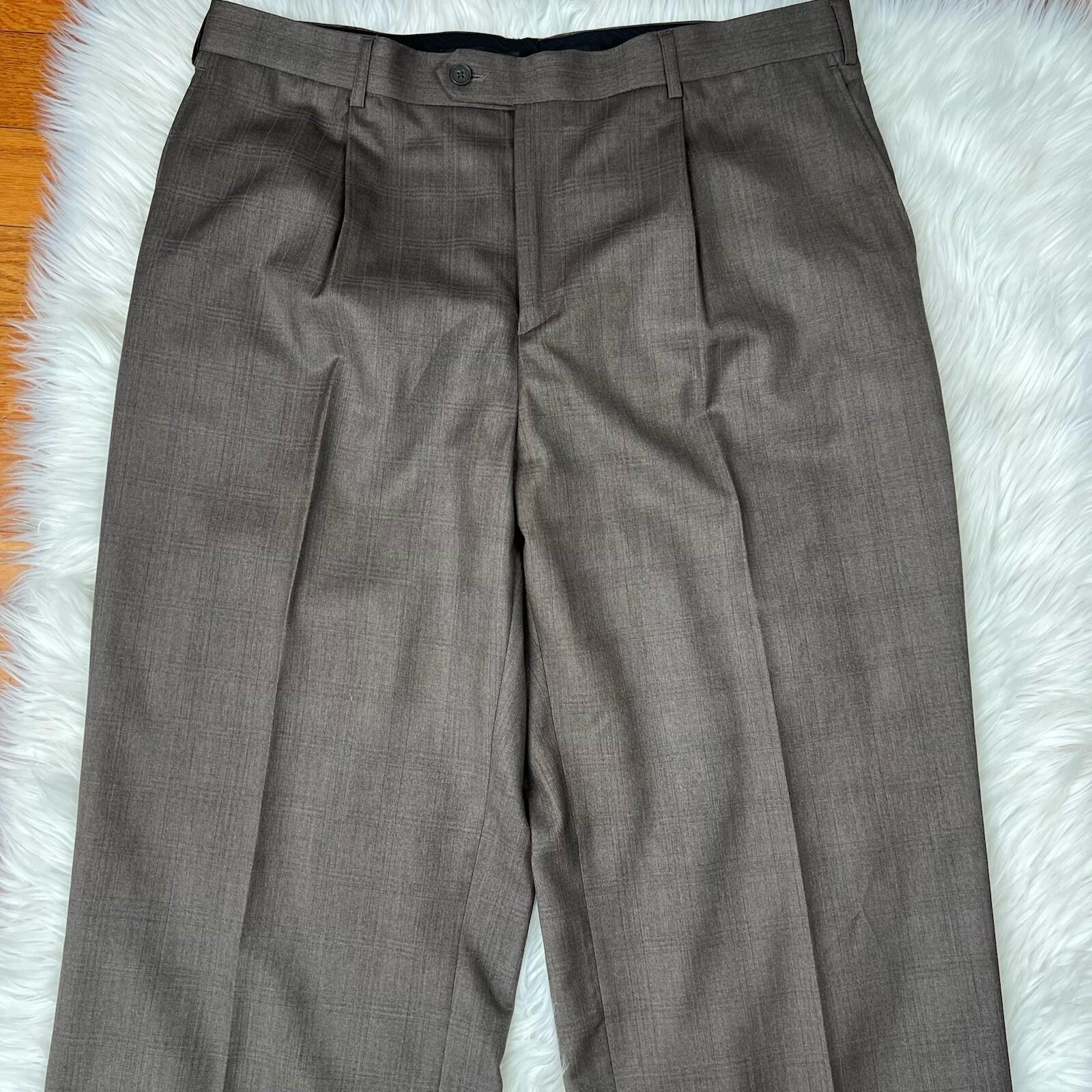 Fubu The Collection Suit 46R Pants 41Rx30 Brown Striped Double Vented Lined New
