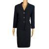 TAHARI ASL Polyester Rayon Skirt Suit Size 8 Black Striped  Notch Collar 2PC