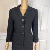 TAHARI ASL Polyester Rayon Skirt Suit Size 8 Black Striped  Notch Collar 2PC