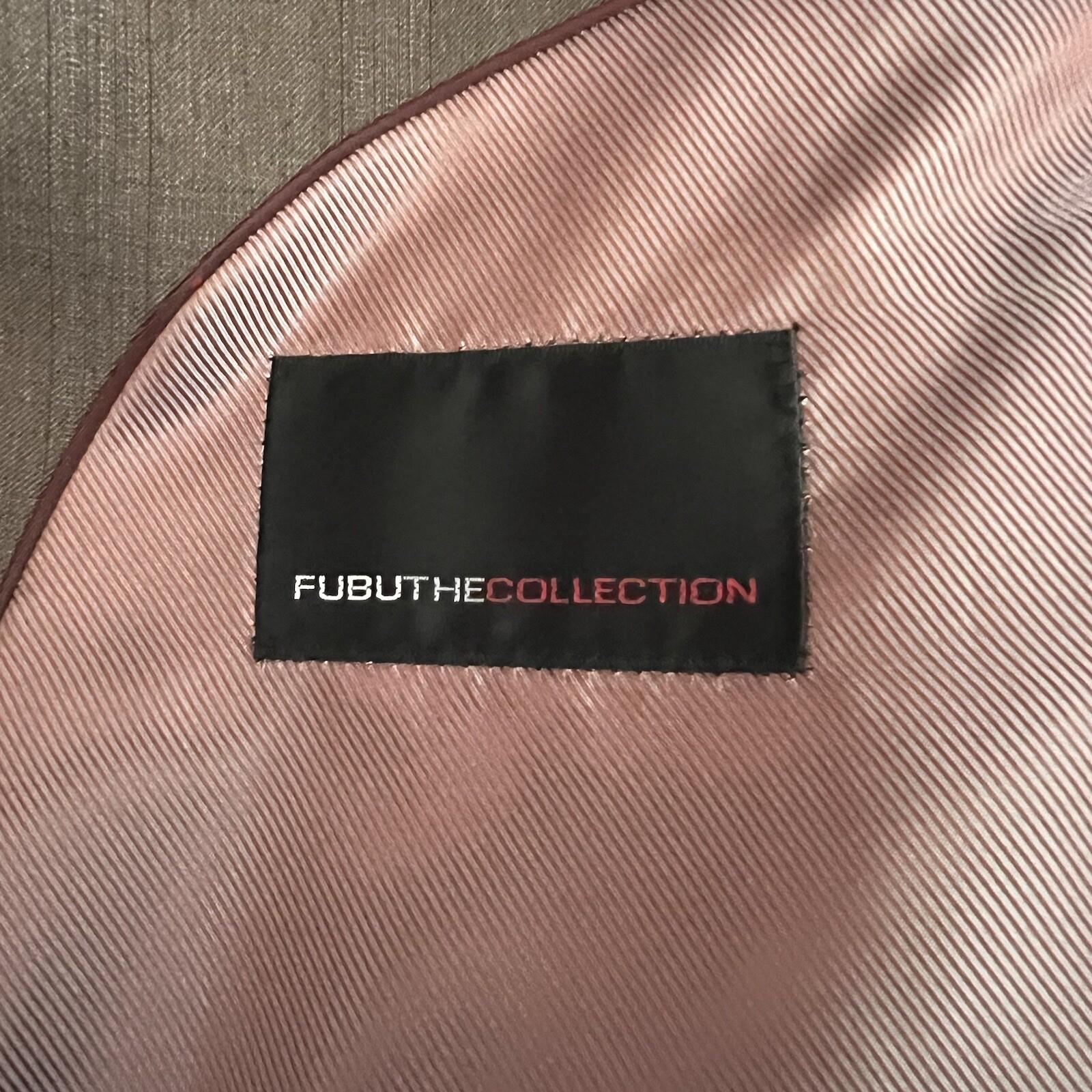 Fubu The Collection Suit 46R Pants 41Rx30 Brown Striped Double Vented Lined New