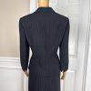 TAHARI ASL Polyester Rayon Skirt Suit Size 8 Black Striped  Notch Collar 2PC