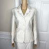 LE SUIT Polyester Rayon Skirt Suit Size 8 Off White Embroidered Beaded 2PC New