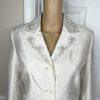 LE SUIT Polyester Rayon Skirt Suit Size 8 Off White Embroidered Beaded 2PC New