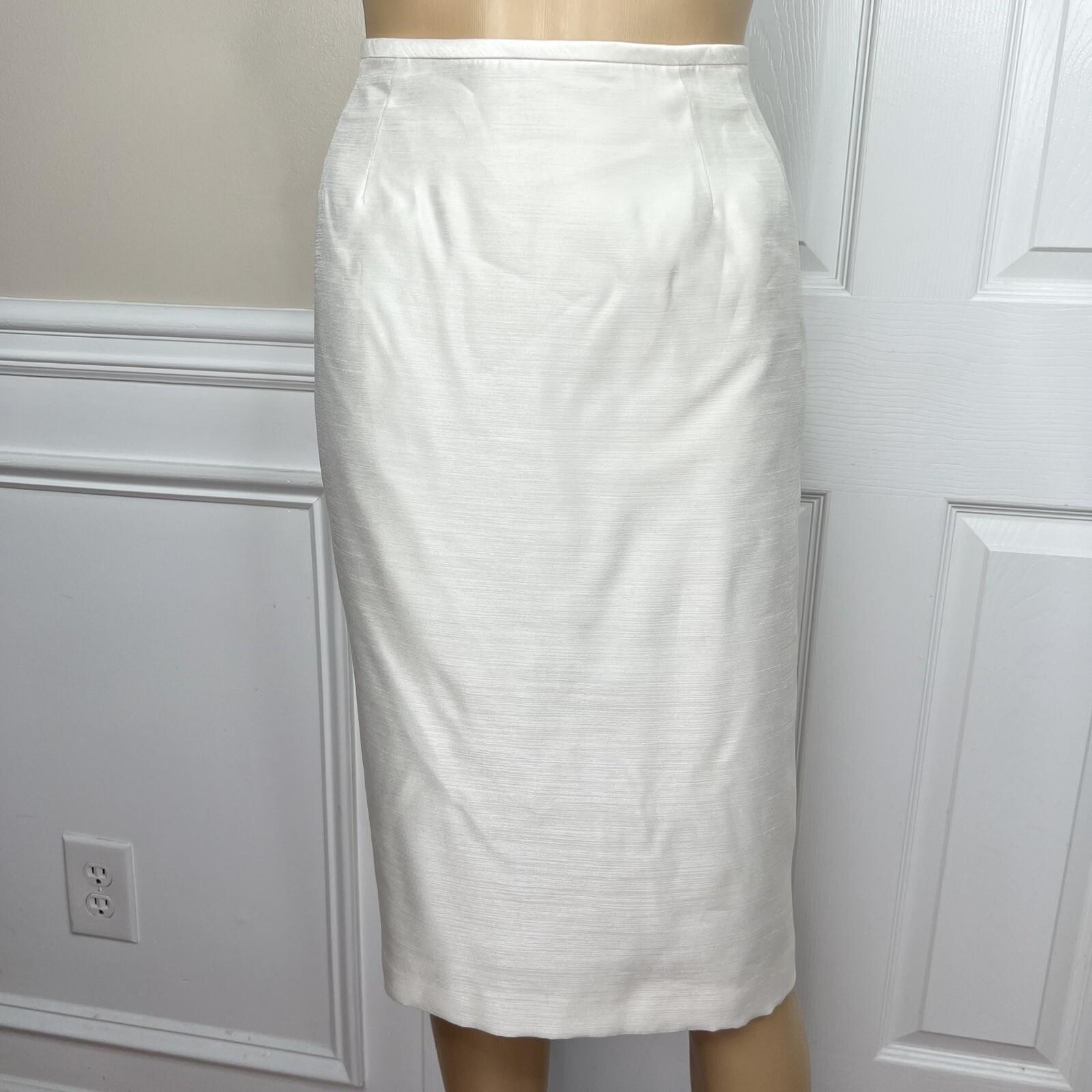 LE SUIT Polyester Rayon Skirt Suit Size 8 Off White Embroidered Beaded 2PC New