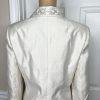 LE SUIT Polyester Rayon Skirt Suit Size 8 Off White Embroidered Beaded 2PC New