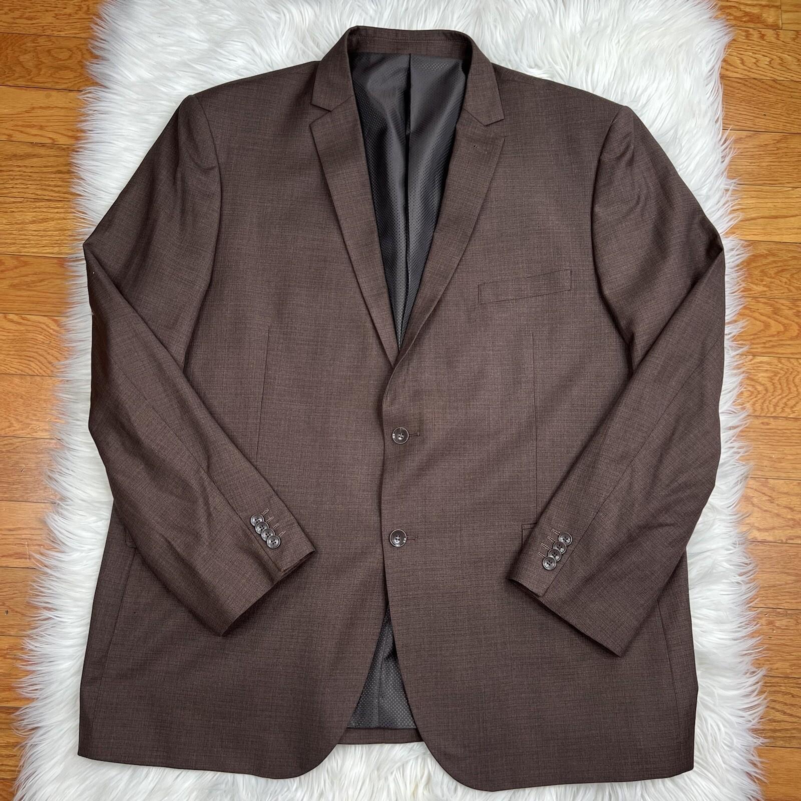 10-5434.jpg Bocaccio Uomo Men Suit 54L Pants 44x31.5 Brown Polyester Viscose Spandex New