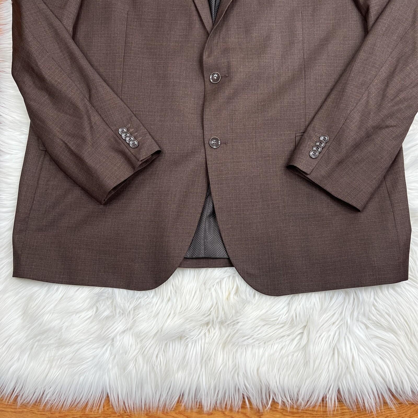 10-5436.jpg Bocaccio Uomo Men Suit 54L Pants 44x31.5 Brown Polyester Viscose Spandex New